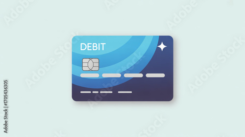 A blue debit card on a light background, representing finance, payment, banking, and commerce in a modern and digital economy