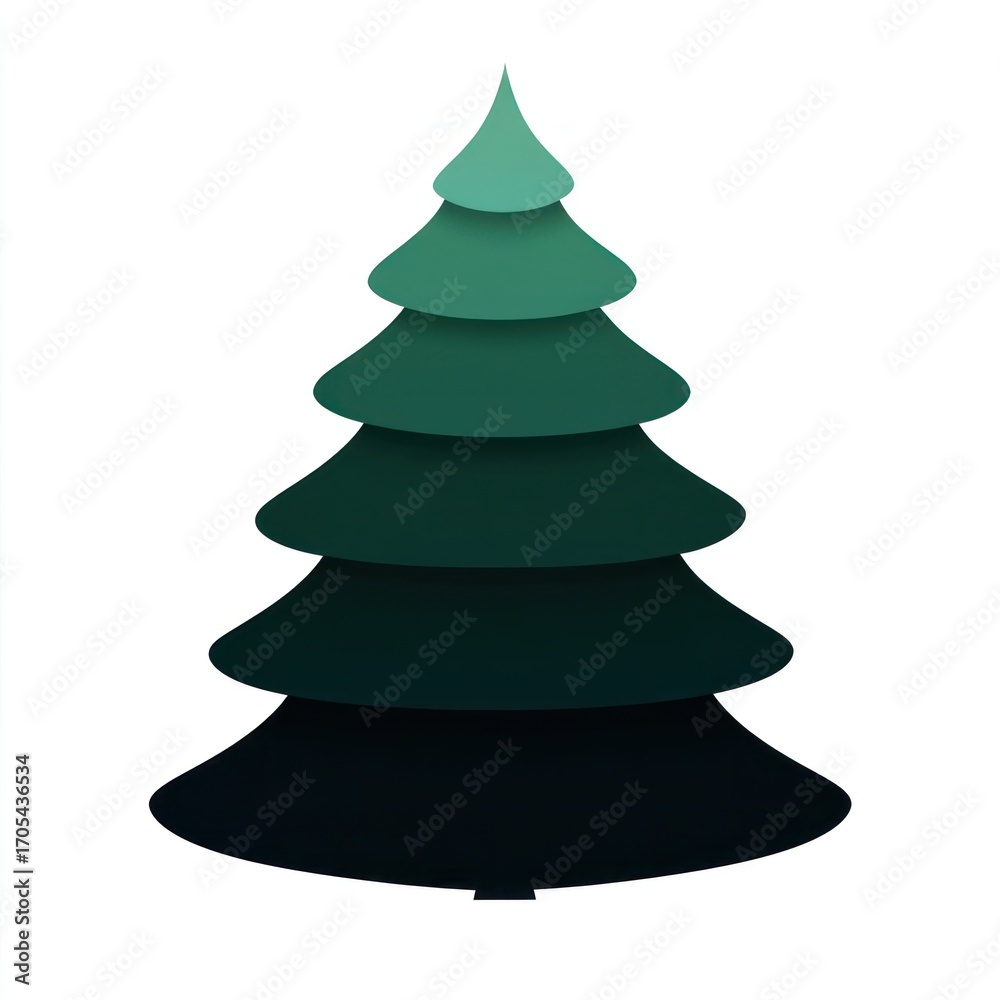 Fototapeta premium Christmas tree gradient minimalist design green.