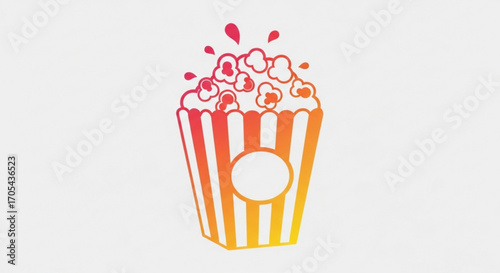 Get Your Fresh, Delicious Popcorn Here with a Striped Container and Vibrant Gradient Colors, Perfect for Movie Nights, Concessions, and Snack Ads, Eye-Catching Design for Food Promotions