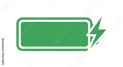 Green battery icon with lightning bolt symbol.