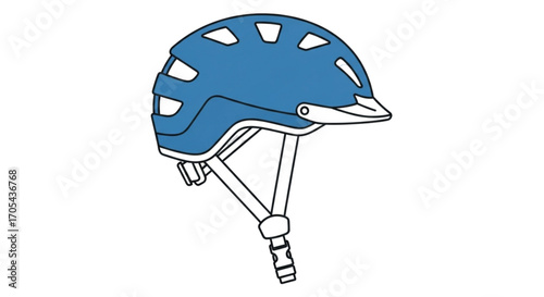 Blue Bicycle Helmet With Straps.