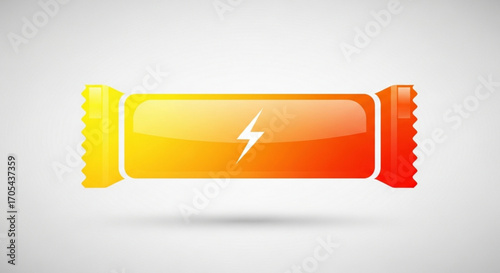 Energize your designs with this vibrant, glossy energy bar illustration, perfect for health, fitness, or power-themed projects with a modern, eye-catching aesthetic, ready for your next campaign