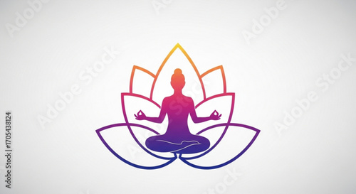 Find Inner Peace with this Serene Yoga Lotus Position Silhouette, Perfect for Wellness Brands and Meditation Apps, Promote Mindfulness with this Calming Gradient Design