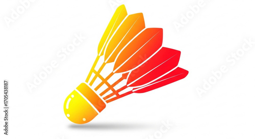 Vibrant shuttlecock illustration perfect for badminton enthusiasts and sports branding, showcasing energy and motion with its bright yellow to red gradient design in a modern style