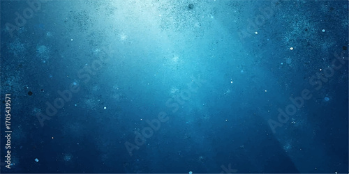 Blue underwater world background with sun rays and bubbles