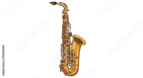 Golden Alto Saxophone Musical Instrument.
