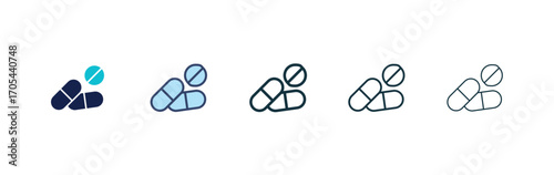 Pills icons vectors for apps and web.