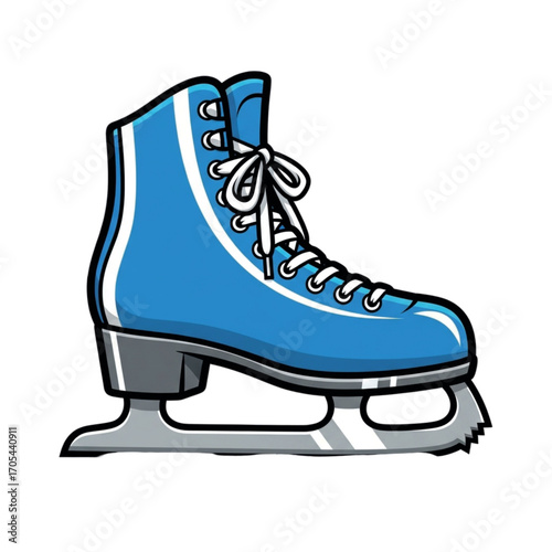 Blue Ice Skate with White Laces.