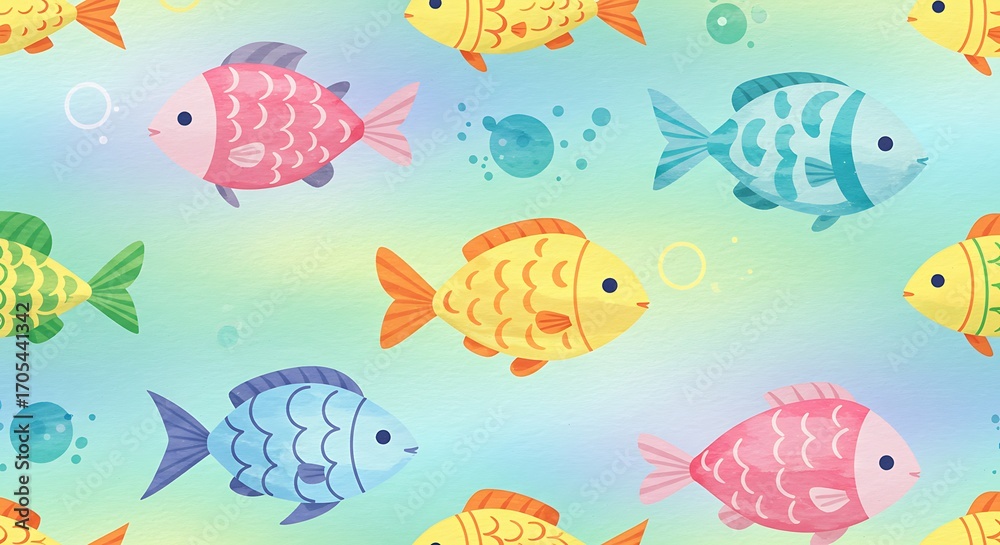 Obraz premium Cute colorful fish pattern