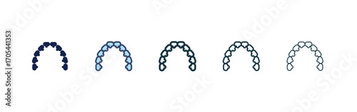 Lingual braces icons vectors for apps and web.