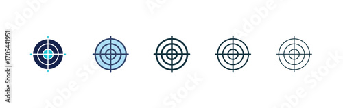 Gun target icons vectors for apps and web.