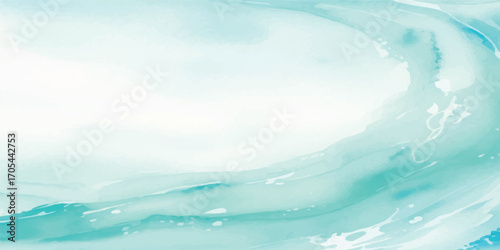 Blue waves reflecting sunlight create an abstract, watery seascape under a cloudy summer sky
