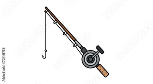 Fishing Rod with Hook and Line.