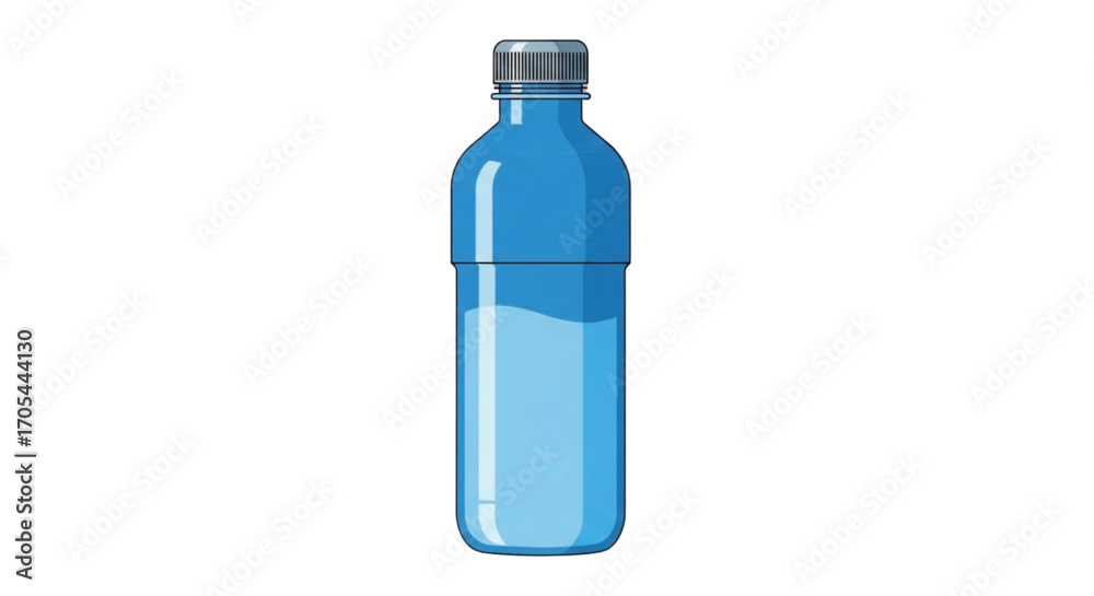 Obraz premium Blue plastic bottle with clear water and silver cap.