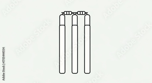 Sleek minimalist cricket wickets illustration perfect for sports branding, game design, or educational materials about cricket, a timeless sport icon with clean lines
