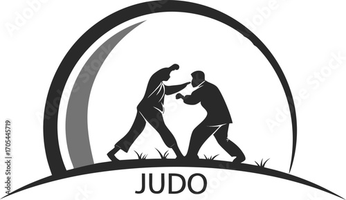 vector illustration of a silhouette of a man with a judo