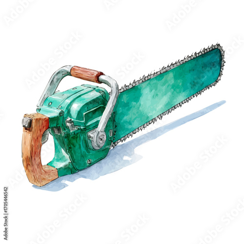 Handsaw, watercolor illustration vector, isolated on a white background.