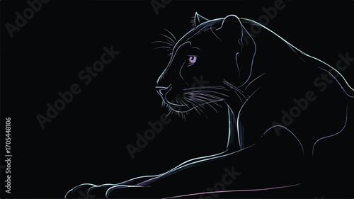 Glowing Moonlit Panther with Abstract Design for Creative Projects