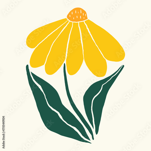 Colorful floral vector illustration with leaves and wildflowers