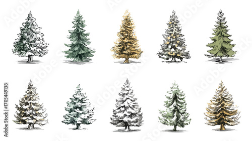 Christmas Tree Art Illustration for Festive Designs and Holiday Projects