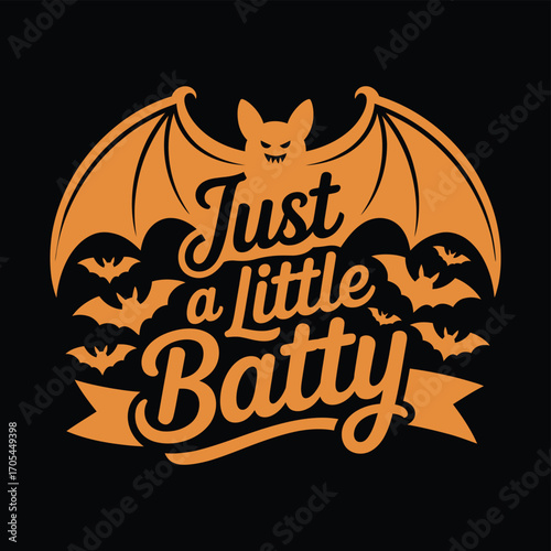 Just a little batty halloween design with flying bats and festive typography