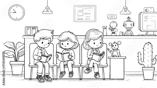 Children Waiting in Doctor's Office Interacting