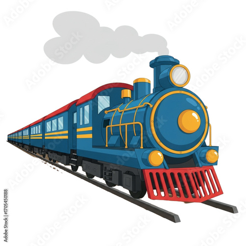Blue Train Traveling on Railroad Tracks.