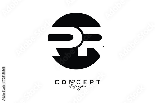 PR Creative Negative Space Circle Monogram Logo Design