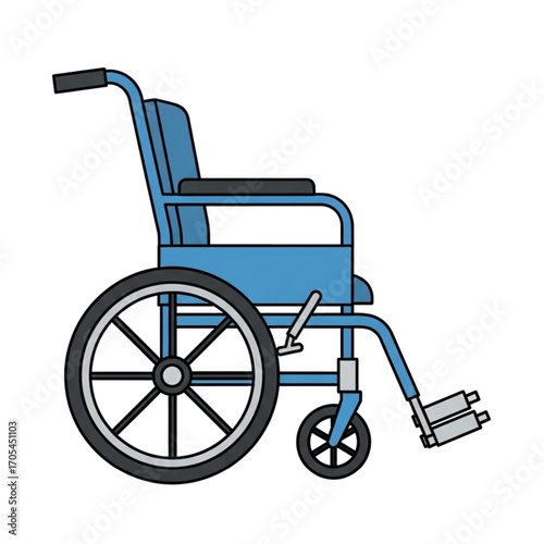 Blue Wheelchair Isolated on White Background 1.