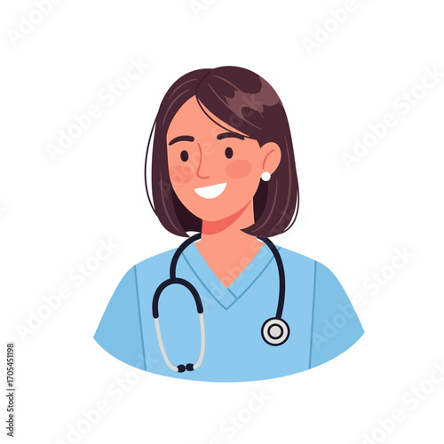 Medical Professional Vector Portrait A Smiling Doctor with Stethoscope