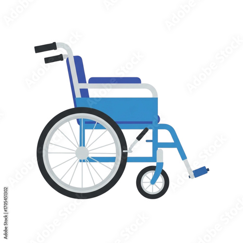 Blue Wheelchair Isolated on White Background.