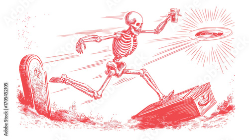 Disc Golf Skeleton Swing Position. Horizontal View of Playing Technique with Ideal Posture
