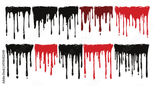 Elegant Dripping Blood Liquid Borders Silhouette in Black