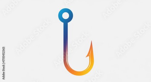 Eye-Catching Fishing Hook Symbol with Vibrant Gradient for Modern Branding, Sleek Logo Design, and Sporty Marketing Campaigns, Ideal for Outdoor Adventure and Tackle Promotion