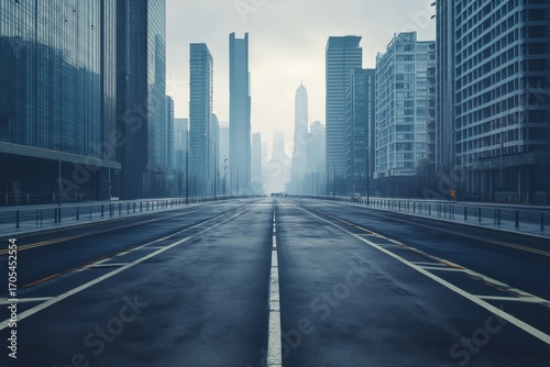 Fototapeta Naklejka Na Ścianę i Meble -  Empty streets in a city during lockdown showcasing minimalism and stillness