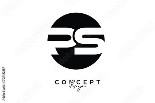 PS Creative Negative Space Circle Monogram Logo Design