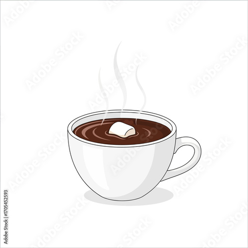 Delicious Hot Chocolate with Marshmallow in White Mug A Warm Indulgence