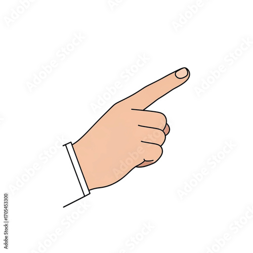 Hand pointing index finger to the right side.
