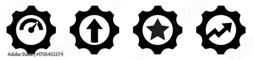 Potential icon set. Productivity icons. Process strategy. Work performance evaluation. Vector illustration.