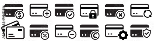 Credit Card Icon Set. Payment symbol. Vector illustration