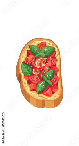 Delicious Bruschetta with Tomatoes and Basil.