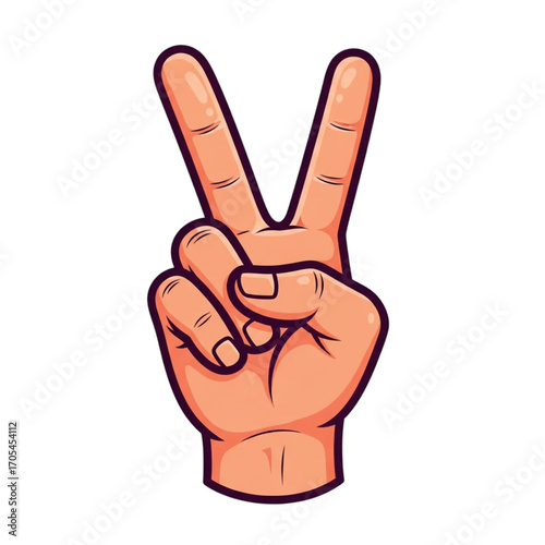 Hand showing the peace sign with two fingers up.