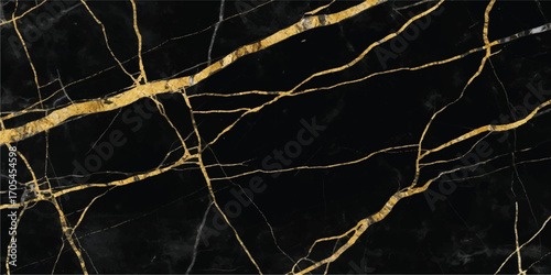 Elegant black marble surface with striking golden veins and natural stone texture