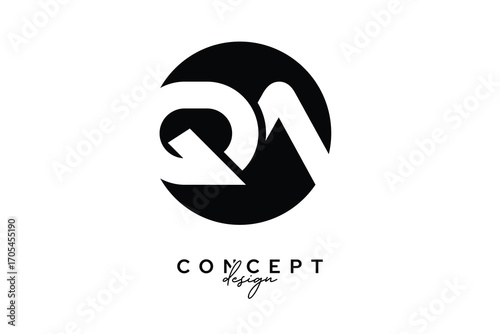 QA Creative Negative Space Circle Monogram Logo Design