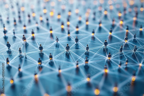 Conceptual graphic layout showcasing network connections in a digital landscape