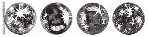 Obraz Disco Ball Isolated. Disco Ball Bundle clipart. Mirrorball with lights.	
