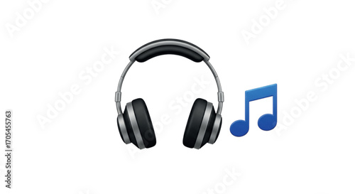 Headphones with Music Note Icon.