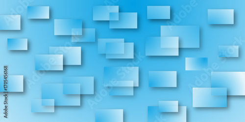 Minimalistic geometric blue abstract background. Abstract geometric background with levitating square shapes. Abstract modern blue background with gradient color and stylish line and square decoration