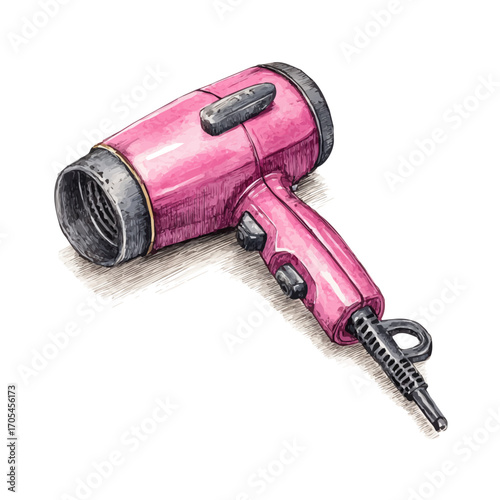 Hair Dryer, watercolor vector, isolated on a white background.