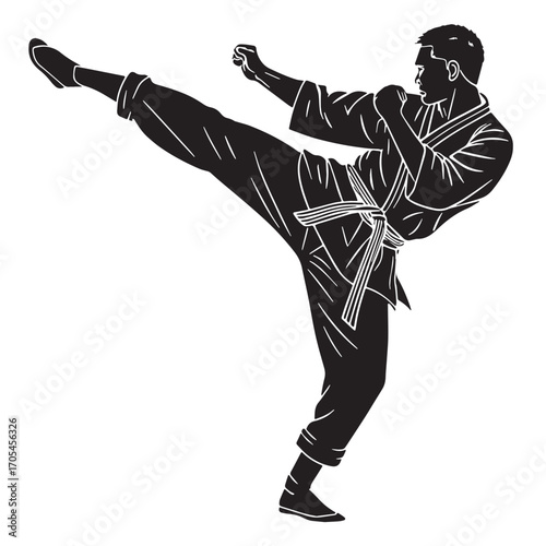 Black savate france kickboxing Silhouette Vector, High Quality Illustration on White Background